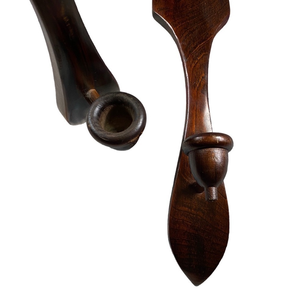 Vintage 1970s Large Wooden Spoon and Fork Wall Candlestick Art - Picture 6 of 10